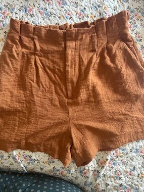 A New Day Rust Paperbag Waist Women's Shorts Sz L